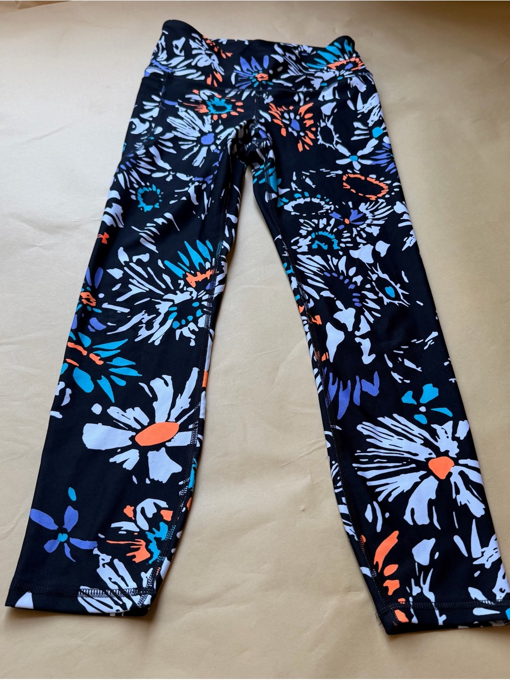 Under Armour Compression High-Waist Leggings Medium Floral Print Sky Blue